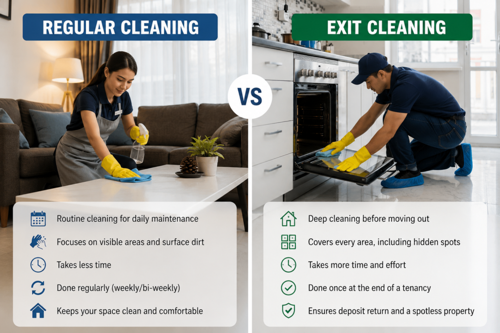 Exit Cleaning vs Regular Cleaning: What’s the Difference?