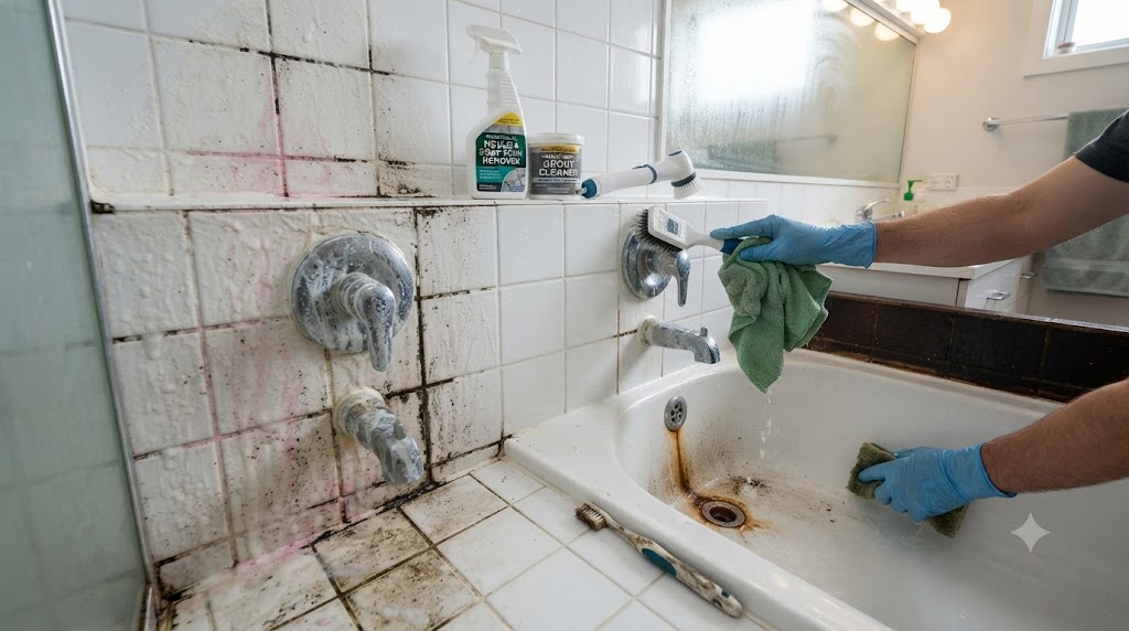 Bathrooms: Tackling Soap Scum, Mould, and Grout Stains